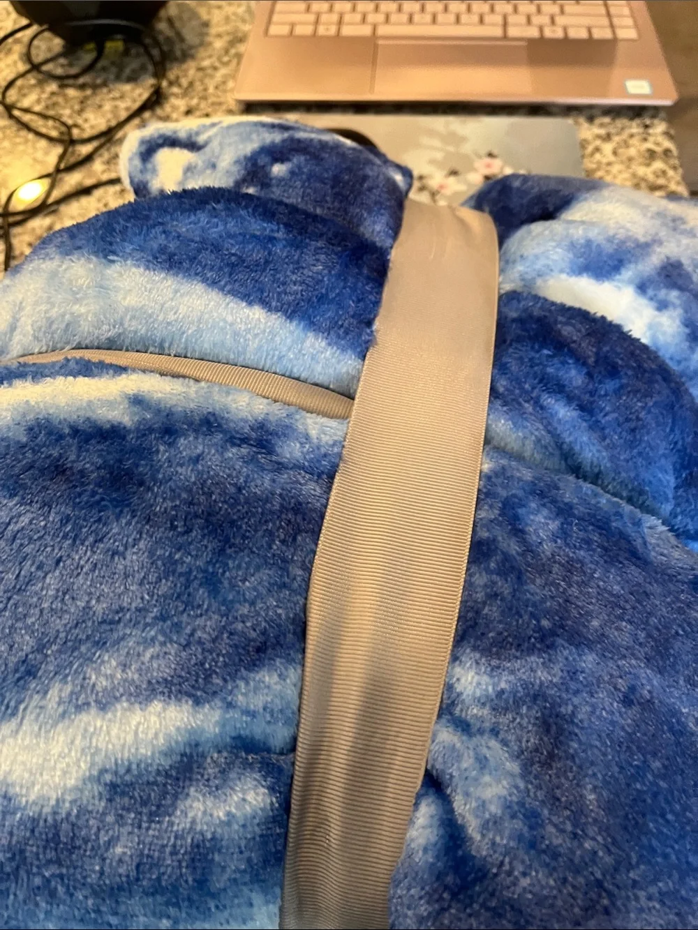 Blue Flannel with a wolf pattern. Blanket - Soft Queen Bedding